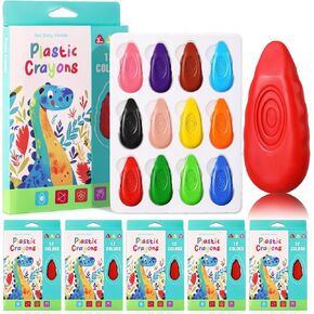 72 Count Toddler Crayons Bulk 12 Color First Easy Grip Water Drop Non Toxic Washable Toddler Crayons Gifts Paint for Kids Art & School Supplies