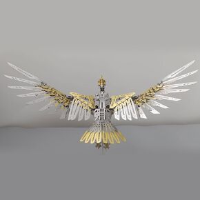 3D Metal Eagle Model Kit, 600 Pieces, Mechanical Assembly Brain Teaser STEM Kit, DIY Hobby Set, Golden (3D Metal Eagle-Golden)