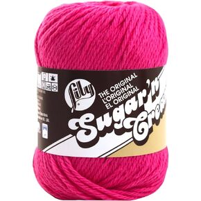 New in 2017 Lily Sugar 'n Cream Solids 100% Cotton Yarn ~ 2.5 oz. Skeins (Hot Pink #1740)
