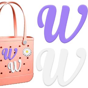 AIERSA Letter Charms for Bogg Bag A-Z, 2Pcs Alphabet Charm Accessories for Bogg Bag for Simply Southern Bag Original All Models, Silicone Insert Decorative Lettering Attachments for Beach Tote Bags