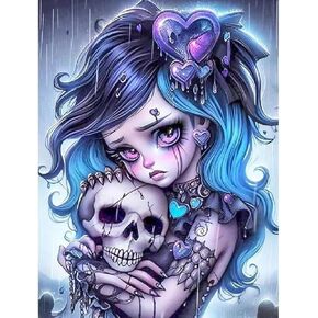 Skyboda Gothic Diamond Painting Kits for Adults - Full Drill Rose Diamond Dots Paintings for Beginners, Halloween Diamond Art Kits for Home Wall Decor 12X16 Inch