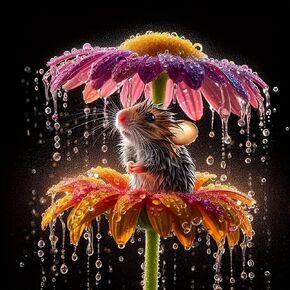 KTHOFCY 5D DIY Diamond Painting Kits for Adults, Mouse and Flower Full Drill Embroidery Cross Stitch Crystal Rhinestone Paintings Pictures Arts Wall Decor Painting Dots Kits 11.8X11.8 inch