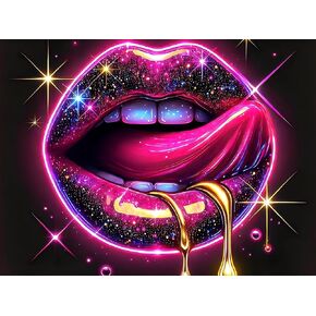 GOUOYANA Lip Diamond Art Kits for Adults,5D Diamond Art for Beginners,DIY Full Drill Diamond Painting Gem Art and Crafts,Home Wall Decor (16x12 Inch)
