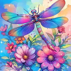 Acudotr Dragonfly Diamond Painting Kits for Adults, 5D DIY Diamond Art Kits for Beginners, Full Drill Diamond Painting Kits for Home Wall Decor, 12x12 Inch