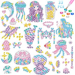 Viicoor 47PCS Animals Diamond Painting Sticker Kit, Summer Sea Animal DIY Art Craft (Animals)