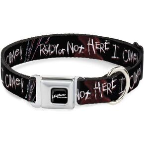 Dog Collar Seatbelt Buckle A Nightmare on Elm Street Ready or Not Freddy Silhouette 15 to 26 Inches 1.0 Inch Wide
