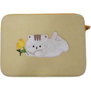 Cute Y2K Laptop Case Puffy Bear Patterned Laptop Sleeve Comfyable Notebook Cover 11-15.6 Inch Kawaii Laptop Bags (13 Inch,Brown)