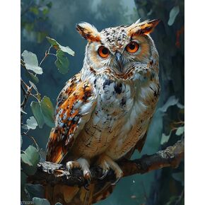 XTXGERL Paint by Number for Adults, Mysterious owl in The Forest, Adult Crafts Paint by Numbers for Adults, DIY Handmade Gifts 16x20 inch, Bright