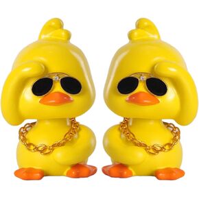 Cute Yellow Duck Car Ornaments Funny Duck Car Toy, Bobble Head Doll for Car Dashboard Decorations Accessories (Smoking)
