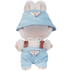 17cm Doll Clothes Cute Set, (NO Doll) Exquisite Design Dolls Accessories Clothes(Blue-Triangle Logo-Hat + Overalls)