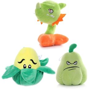 JHESAO 3 PCS Plants and Zombies Snapdragon Plush Plants Sets Zombies Toy Snapdragon, 1 2 Stuffed Soft Squash Doll, Corn PVZ Plushies Figure Doll Chili New