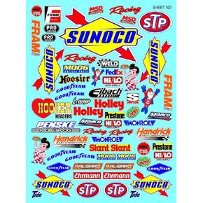 Clear Vinyl Sticker Variety Sheet 107 Variety - 1/12 to 1/10th Scale R/C Model Decal Sticker Sheet Radio Control Lexan Body
