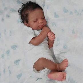 Zero Pam Life Like Reborn Baby Dolls Black 18 Inch,Realistic African American Reborn Dolls That Look Real Newborn Boy, Real Life Baby Doll Silicone Full Body Black Reborns for Girls