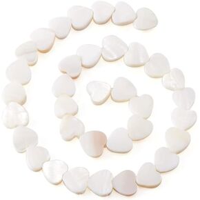 Fashewelry 68pcs Heart Natural Freshwater Shell Loose Beads 6x6mm Polished Tiny White Heart Sea Shell Spacer Charm Beads for DIY Crafts Necklace Bracelet Earring Jewelry Making Supplies