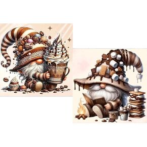 YarnWhimsy Gnome Diamond Art Kits for Adults - 2 Pack Diamond Painting Kits for Adults Beginners,DIY 5D Gem Painting with Round Gem Art for Gift Home Wall Decor 14x14 Inch