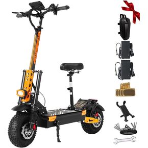 Electric Scooter for Adults 7000W Power Dual Motors Top Speed 55MPH 60V 33Ah Battery 65+ Miles Range 13" All-Terrain Tires Adjustable Handlebar Height Sport E-Scooter with Seat (UL 2272tested)
