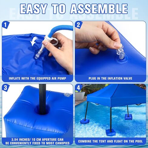 5 PCS طقم تعويم الماء للمظلة ، بما في ذلك 4 PVC PVC Floats 18 "x18" x10 "ومضخة الهواء اليدوية لشاطئ البحيرة ، المظلة غير المدرجة in Saudi Arabia