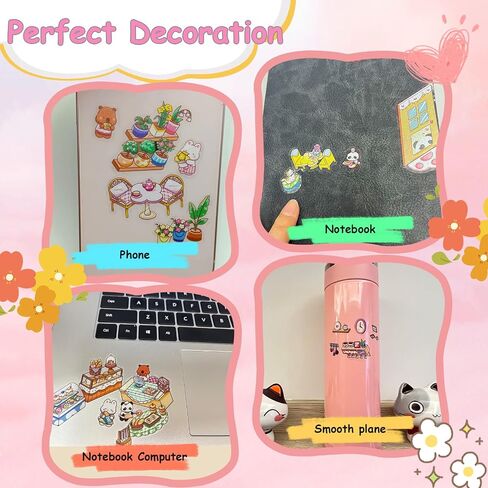 30 Sets DIY 3D House Stickers Kit Non-Toxic & Safe 3D Miniature Scene Therapy for Kids & Adults, Stress Relief Sticker Cartoon Scenes with Tweezers, Reusable Miniature Room DIY Sticker Kit for Age 3+ in Saudi Arabia
