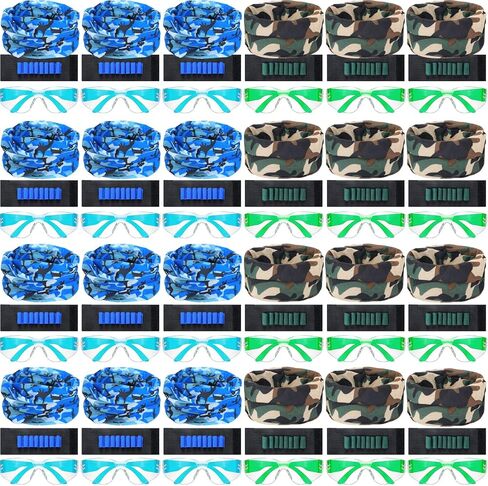 Sosation 24 Sets Nerf Party Supplies for Boys Girls 72 Pcs Gun Party Favors Two Team Nerf War Birthday Pack Safety Glasses Face Mask Wrist Belt Band Accessories Children Kids Toy Bulk(Blue and Green) in Saudi Arabia