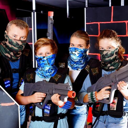 Sosation 24 Sets Nerf Party Supplies for Boys Girls 72 Pcs Gun Party Favors Two Team Nerf War Birthday Pack Safety Glasses Face Mask Wrist Belt Band Accessories Children Kids Toy Bulk(Blue and Green) in Saudi Arabia