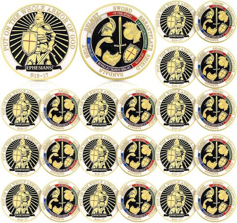 Nosiny 20 Pcs Armor of God Coins Metal Christian Challenge Coins for Religious Prayer Collector Christian Church School Party Commemorative Gifts (Distinct Style) in Saudi Arabia