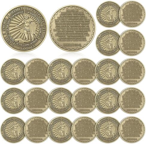 Nosiny 20 Pcs Armor of God Coins Metal Christian Challenge Coins for Religious Prayer Collector Christian Church School Party Commemorative Gifts (Distinct Style) in Saudi Arabia