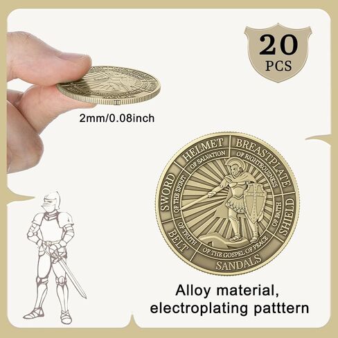 Nosiny 20 Pcs Armor of God Coins Metal Christian Challenge Coins for Religious Prayer Collector Christian Church School Party Commemorative Gifts (Distinct Style) in Saudi Arabia