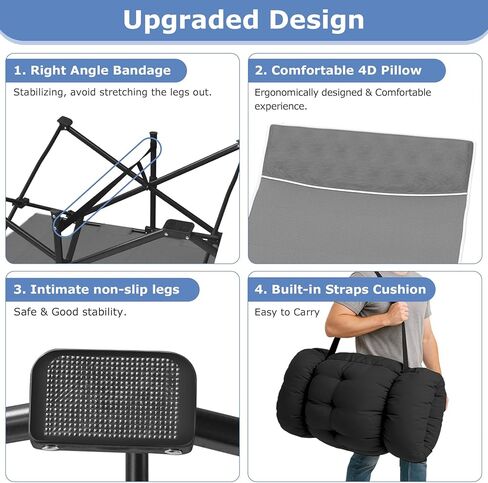 سرير تخييم Suteck، سرير تخييم قابل للطي مقاس 32 بوصة XXL، سرير نوم شديد التحمل للبالغين، سرير أكسفورد بطبقة مزدوجة 1200D للتخييم مع حقيبة حمل مرتبة وسادة للسفر في المنزل والمكتب in Kuwait