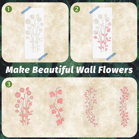 12pcs stencils stencils ، الحرف اليدوية DIY أوراق وأوراق الاستنسل الزهرة ، وقوالب الأزهار القابلة لإعادة الاستخدام للطلاء على الخشب ، والجدار ، والنسيج ، والأثاث ، وديكور المنزل الحرفي DIY in Saudi Arabia