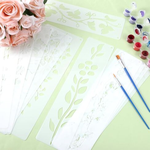 12pcs stencils stencils ، الحرف اليدوية DIY أوراق وأوراق الاستنسل الزهرة ، وقوالب الأزهار القابلة لإعادة الاستخدام للطلاء على الخشب ، والجدار ، والنسيج ، والأثاث ، وديكور المنزل الحرفي DIY in Saudi Arabia