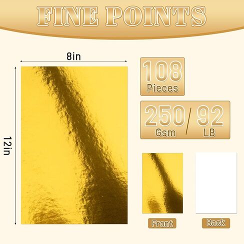108 Pack Metallic Cardstock Paper Sheets, 8" x 12" Color Foil Mirror Shimmering Paper 250gsm/92lb For Arts and Crafts, Decorative, Weddings & Birthdays Invitations, Scrapbook Supplies in Saudi Arabia