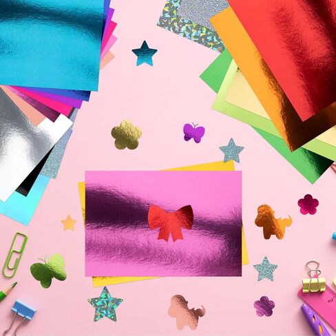 108 Pack Metallic Cardstock Paper Sheets, 8" x 12" Color Foil Mirror Shimmering Paper 250gsm/92lb For Arts and Crafts, Decorative, Weddings & Birthdays Invitations, Scrapbook Supplies in Saudi Arabia