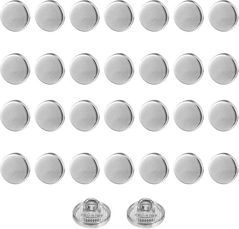 HARFINGTON 30pcs 16L Metal Round Flat Sewing Buttons 10mm Alloy Shank Craft Replacement Button for Men Women Suit Woolen Coat Shirt Trousers Sewing Crafts, Silver Tone in Saudi Arabia