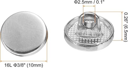 HARFINGTON 30pcs 16L Metal Round Flat Sewing Buttons 10mm Alloy Shank Craft Replacement Button for Men Women Suit Woolen Coat Shirt Trousers Sewing Crafts, Silver Tone in Saudi Arabia