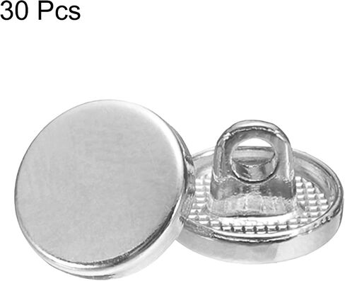 HARFINGTON 30pcs 16L Metal Round Flat Sewing Buttons 10mm Alloy Shank Craft Replacement Button for Men Women Suit Woolen Coat Shirt Trousers Sewing Crafts, Silver Tone in Saudi Arabia