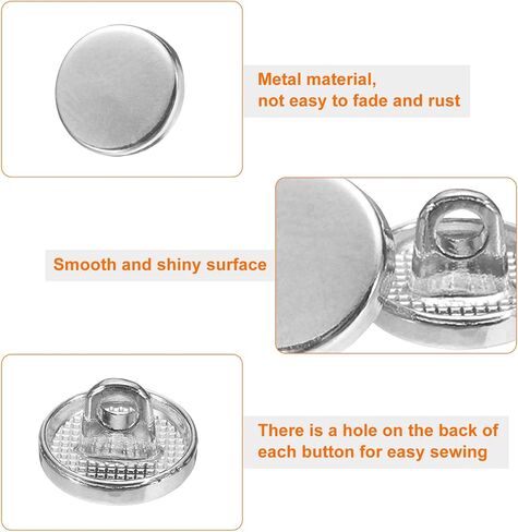 HARFINGTON 30pcs 16L Metal Round Flat Sewing Buttons 10mm Alloy Shank Craft Replacement Button for Men Women Suit Woolen Coat Shirt Trousers Sewing Crafts, Silver Tone in Saudi Arabia