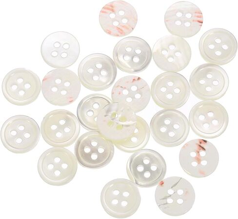 uxcell 25 Pcs Natural Shell Buttons, 4 Hole 11.5mm Mother of Pearl Buttons for Shirt Clothes Coats Suits Jacket Jeans Skirts Sewing Craft DIY Decoration, White in Saudi Arabia
