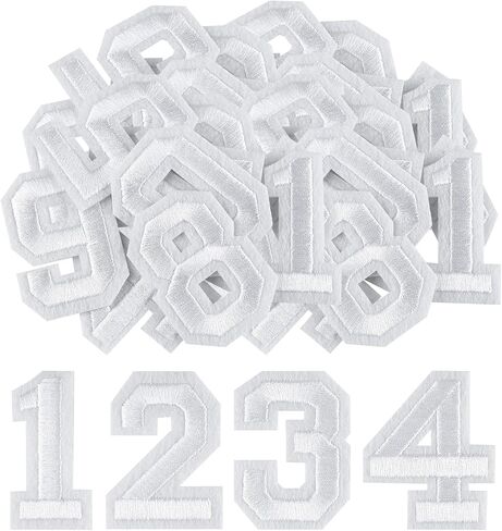 Morcheiong 40 pcs الحديد على بقع الرقم 0-9 ، 2 بوصة الحديد على أعداد مطرزة للملابس ، السراويل ، القبعات ، الحقائب- أبيض in Saudi Arabia