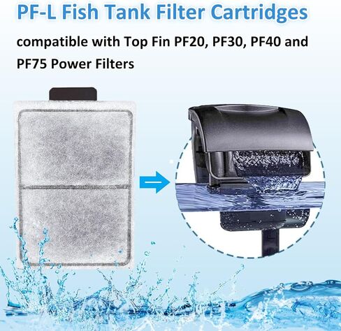 24 Pack PF-L Fish Tank Filter Cartridges, Aquarium Filter Cartridges Replacement Compatible with Top Fin Silenstream PF20, PF30, PF40 and PF75 Power Filters in Saudi Arabia