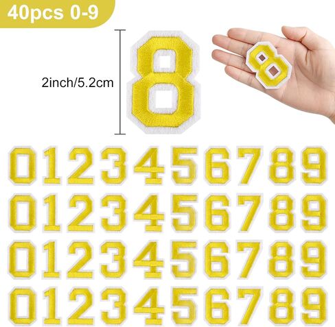 Morcheiong 40 pcs الحديد على بقع الرقم 0-9 ، 2 بوصة الحديد على أعداد مطرزة للملابس ، السراويل ، القبعات ، الحقائب- أبيض in Saudi Arabia