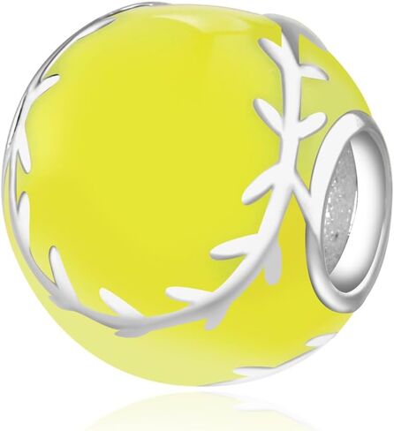 Ball Bead Charm for Jewelry Making - 925 Sterling Silver Sports Basketball/Tennis/Softball/Volleyball Round Charms for DIY Bracelet Necklace Jewelry Gift in Kuwait