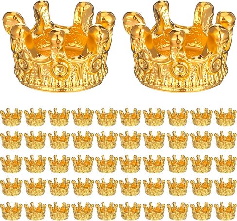 50 Pcs Mini Crowns, Crown Charms Alloy King Crown Bead Solid Metal King Queen Crowns for DIY Jewelry Necklace Bracelet Making Wedding Birthday Valentines Party Decoration Women in Saudi Arabia