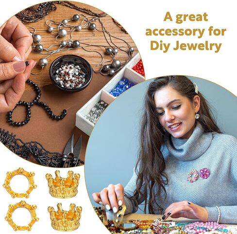 50 Pcs Mini Crowns, Crown Charms Alloy King Crown Bead Solid Metal King Queen Crowns for DIY Jewelry Necklace Bracelet Making Wedding Birthday Valentines Party Decoration Women in Saudi Arabia
