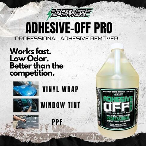 Adhesive-Off PRO Adhesive Remover for Vinyl Wrap Residue | 1 Gallon (128oz) | Fast-Acting, Low Odor Formula for Vehicle Wraps, Graphics, and Decals | Brothers Chemical in Saudi Arabia