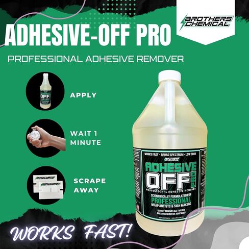 Adhesive-Off PRO Adhesive Remover for Vinyl Wrap Residue | 1 Gallon (128oz) | Fast-Acting, Low Odor Formula for Vehicle Wraps, Graphics, and Decals | Brothers Chemical in Saudi Arabia