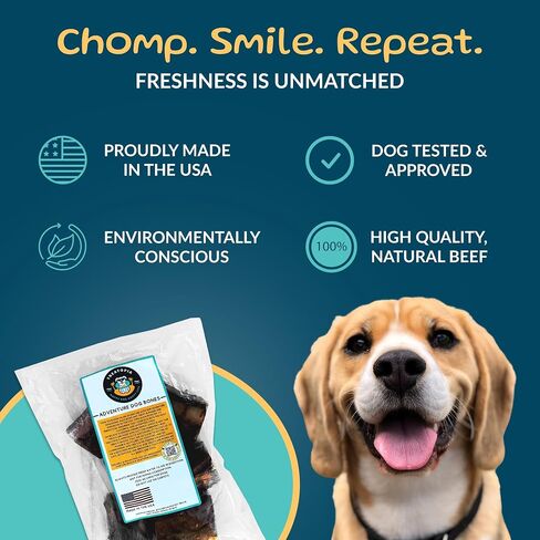 Adventure Dog Bones, Dynamo, 3", 3 PC - All-Natural, Center-Cut, Long-Lasting, Healthy, Single Ingredient, Bone Marrow, Hand-Trimmed, Slow-Roasted, Made in The USA, No Additives in Saudi Arabia