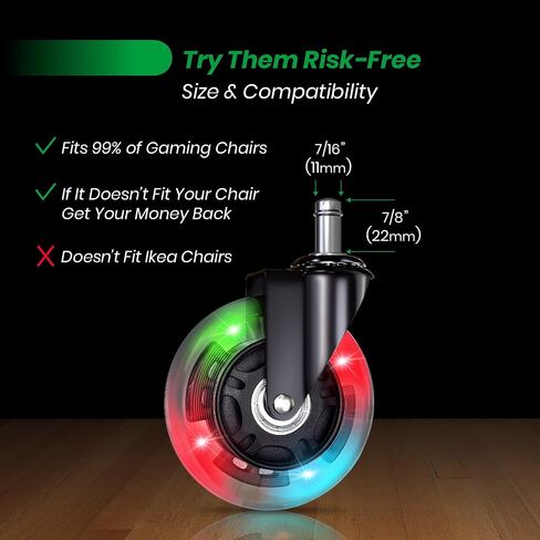 Gaming Office Chair Wheels Replacement - 3″ Heavy Duty Caster Wheels for Desk Chairs, Smooth Rolling Chair Casters, Safe for Hard Floors and Low Carpets, Universal Fit (Set of 5, Black) in Saudi Arabia