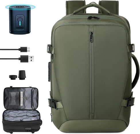 Vacuum Backpack Travel with Pump 50L Expandable Vacuum Seal Backpack Travel Water Resistant with TSA Lock for Women & Men (black) in Kuwait