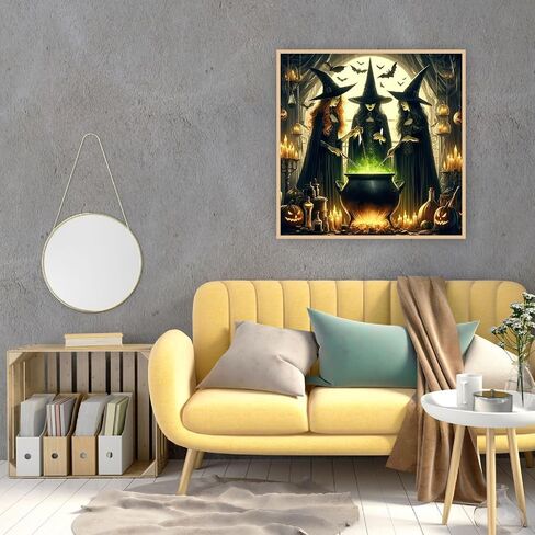 mjcakrn Halloween Witches Diamond Painting Kit, DIY Full Drill Diamond Art Kits for Adults 5D Diamond Art Painting Craft, 14 x 14 inches Canvas with Tools for Home Wall Decor in Saudi Arabia