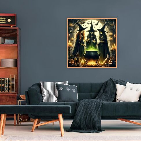 mjcakrn Halloween Witches Diamond Painting Kit, DIY Full Drill Diamond Art Kits for Adults 5D Diamond Art Painting Craft, 14 x 14 inches Canvas with Tools for Home Wall Decor in Saudi Arabia